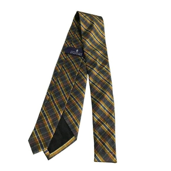 5/$10 Stafford Silk Blend Plaid Tie 58" - Picture 2 of 5